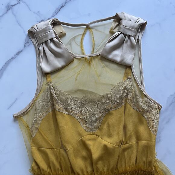Rodarte X Target Mustard Yellow Tulle Slip Mini Dress Sz M Whimsigoth Grunge - Picture 6 of 11
